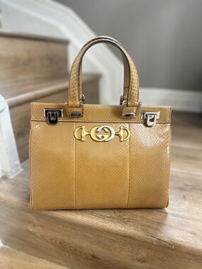 Gucci Mustard Yellow Python Leather Top-Handle Satchel